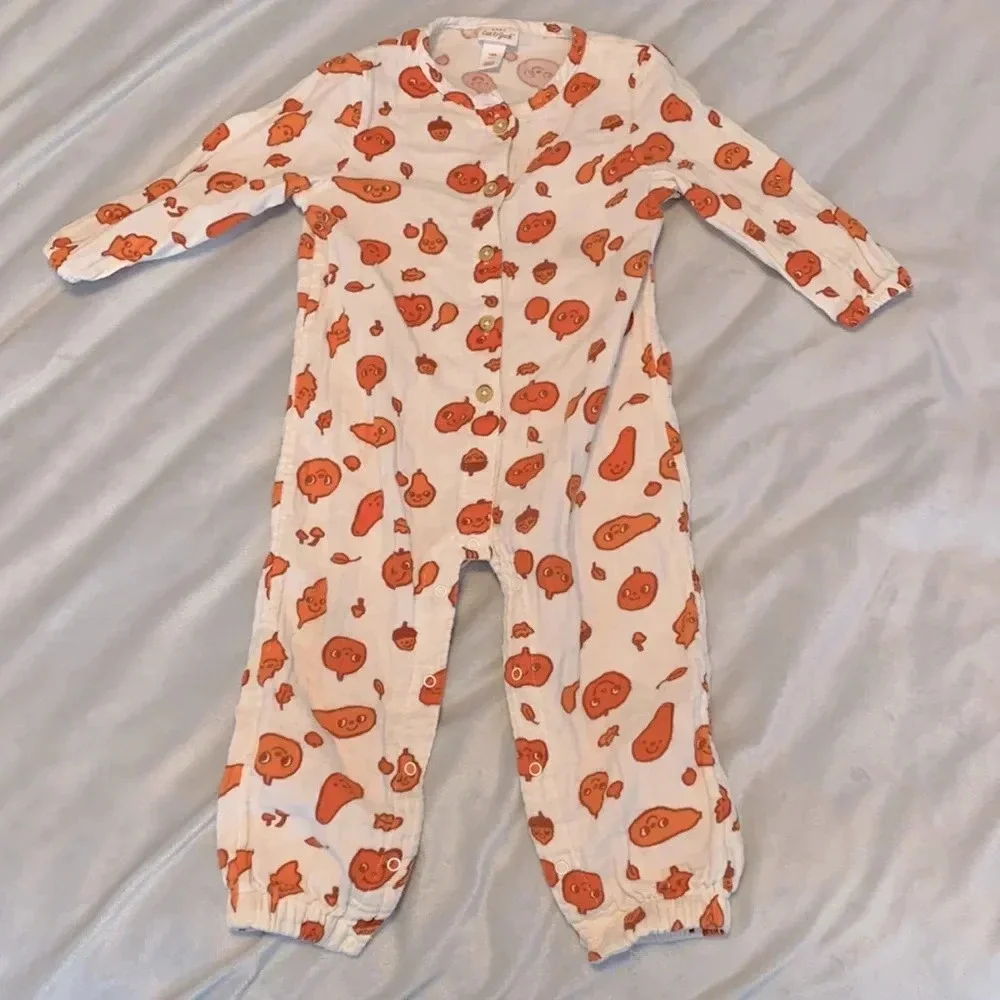 Halloween Bonnie Jean cat & Jack pumpkin cat & ghost rompers corduroy pumpkin 18